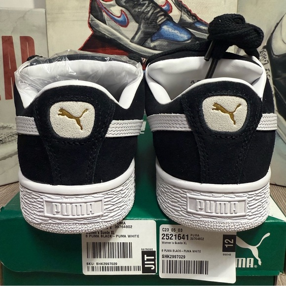 New Puma Women's Suede XL Black White Casual Sneakers Size 8 - Picture 3 of 15